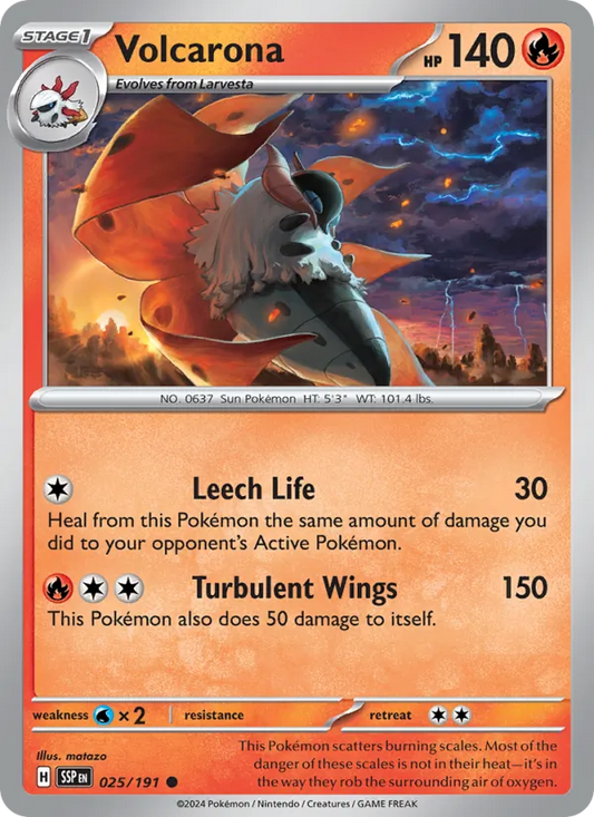 Volcarona 025/191  - Reverse Holofoil SV08 Surging Sparks - Common