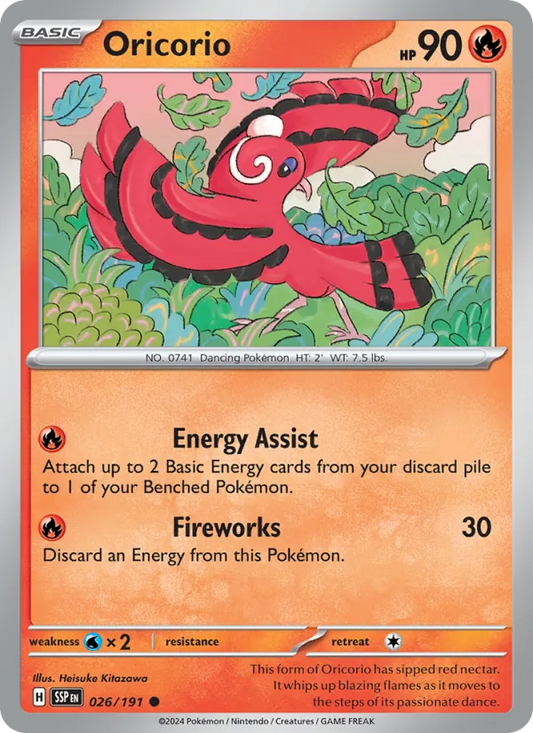 Oricorio 026/191  - Reverse Holofoil SV08 Surging Sparks - Common