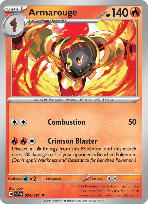 Armarouge 034/191  - Reverse Holofoil SV08 Surging Sparks - Uncommon