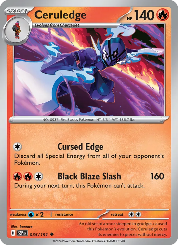 Ceruledge 035/191  - Reverse Holofoil SV08 Surging Sparks - Uncommon