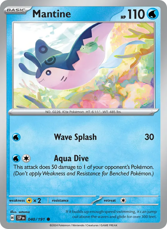 Mantine 040/191  - Reverse Holofoil SV08 Surging Sparks - Common