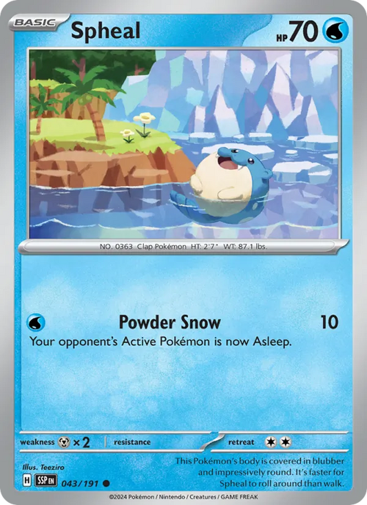 Spheal 043/191  - Reverse Holofoil SV08 Surging Sparks - Common