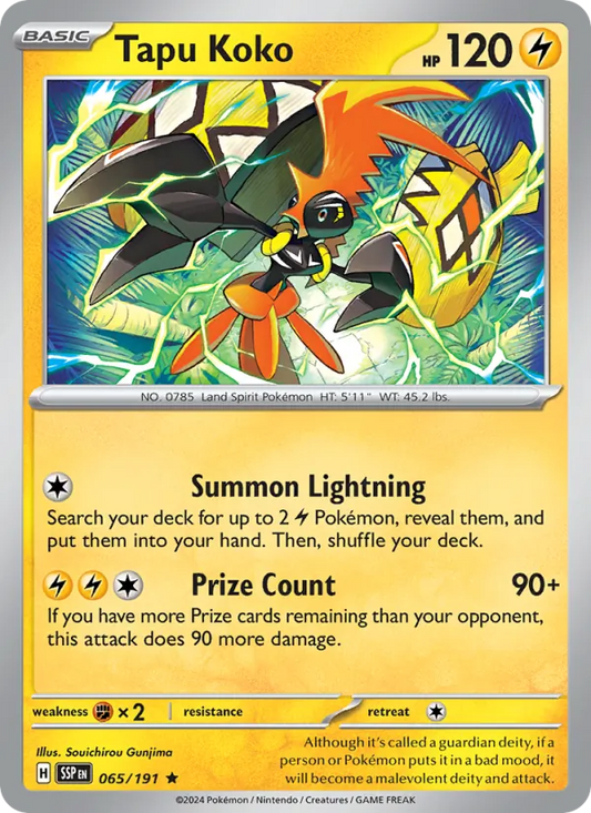 Tapu Koko 065/191  - Holofoil SV08 Surging Sparks - Rare