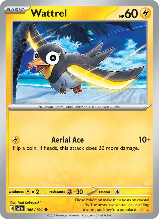 Wattrel 066/191  - Reverse Holofoil SV08 Surging Sparks - Common