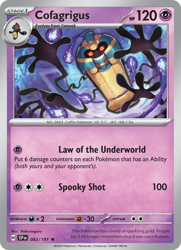 Cofagrigus 083/191  - Holofoil SV08 Surging Sparks - Rare