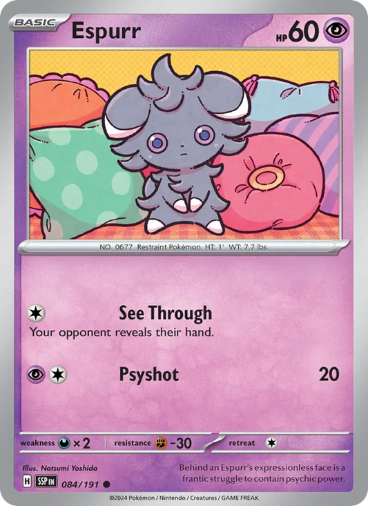 Espurr 084/191  - Reverse Holofoil SV08 Surging Sparks - Common