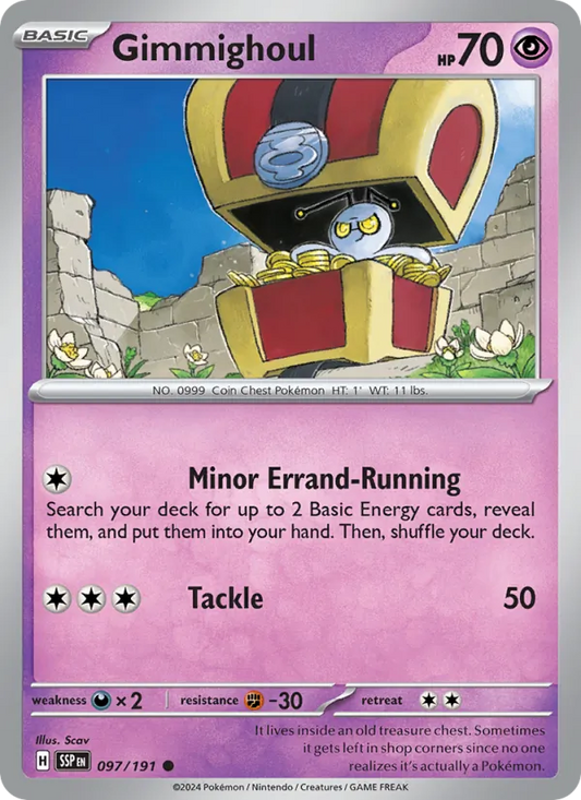 Gimmighoul 097/191  - Reverse Holofoil SV08 Surging Sparks - Common