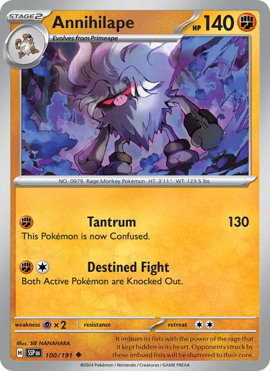 Annihilape 100/191  - Reverse Holofoil SV08 Surging Sparks - Uncommon