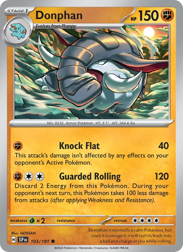 Donphan 103/191  - Reverse Holofoil SV08 Surging Sparks - Common