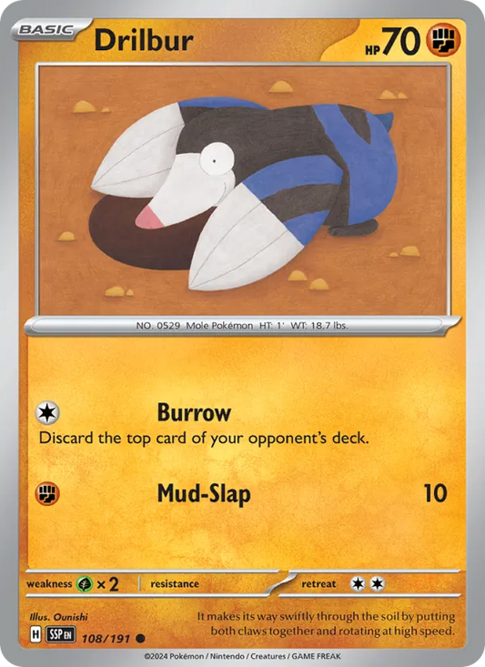 Drilbur 108/191  - Reverse Holofoil SV08 Surging Sparks - Common
