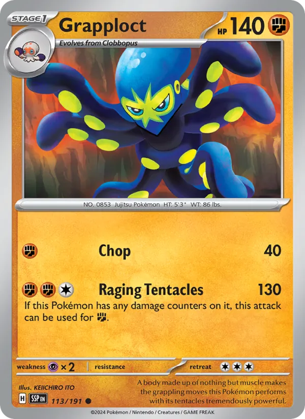 Grapploct 113/191  - Reverse Holofoil SV08 Surging Sparks - Common