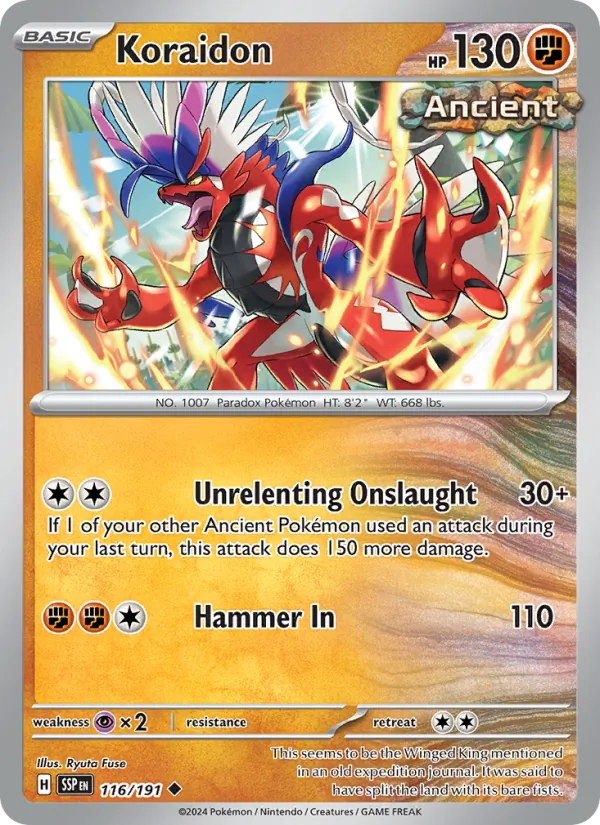 Koraidon 116/191  - Reverse Holofoil SV08 Surging Sparks - Uncommon