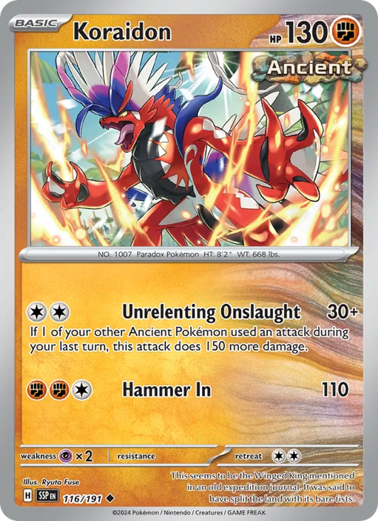 Koraidon 116/191  - Reverse Holofoil SV08 Surging Sparks - Uncommon