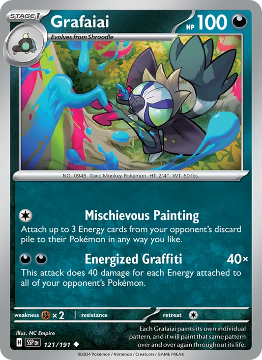 Grafaiai 121/191  - Reverse Holofoil SV08 Surging Sparks - Uncommon