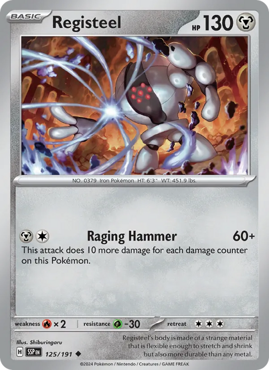 Registeel 125/191  - Reverse Holofoil SV08 Surging Sparks - Uncommon