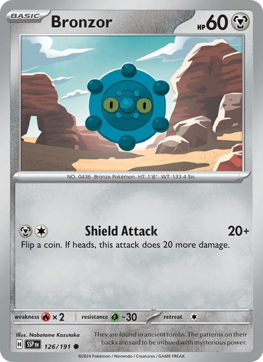 Bronzor 126/191  - Reverse Holofoil SV08 Surging Sparks - Common