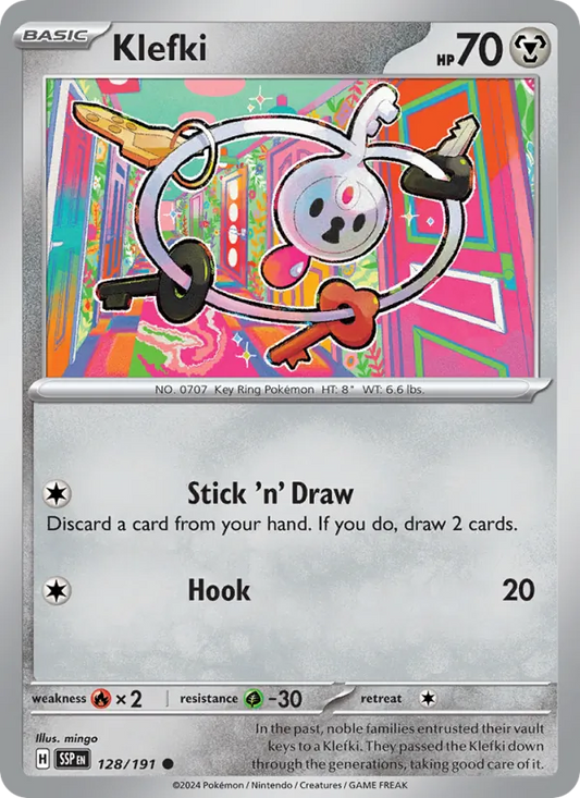 Klefki 128/191  - Reverse Holofoil SV08 Surging Sparks - Common
