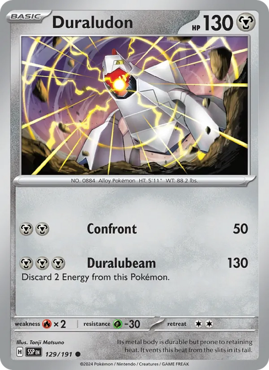 Duraludon 129/191  - Reverse Holofoil SV08 Surging Sparks - Common