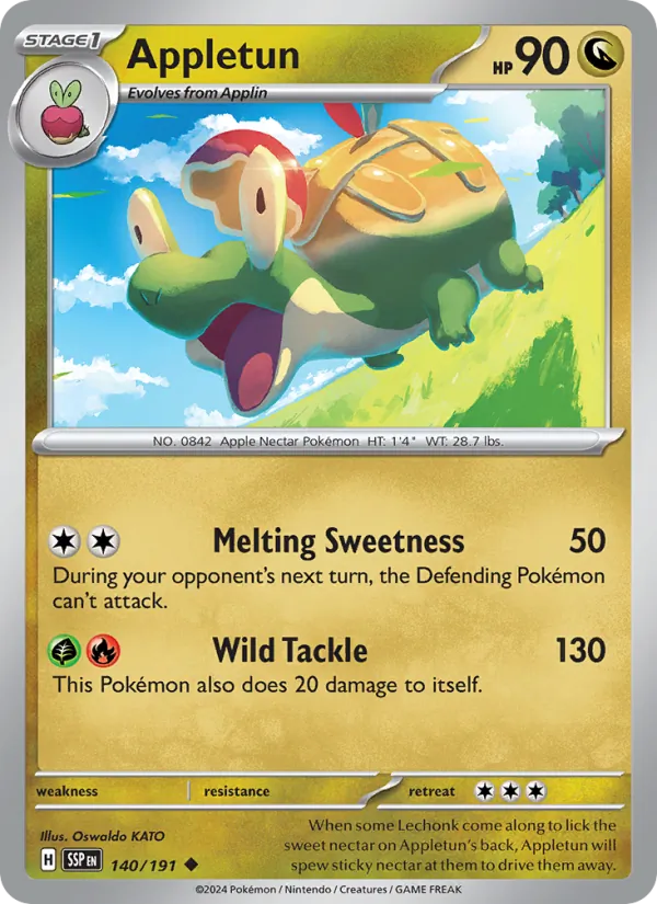 Appletun 140/191  - Reverse Holofoil SV08 Surging Sparks - Uncommon