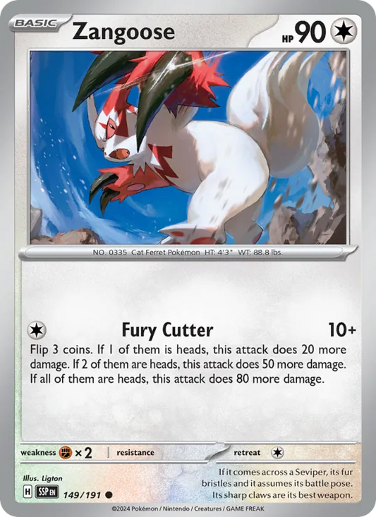 Zangoose 149/191  - Reverse Holofoil SV08 Surging Sparks - Common