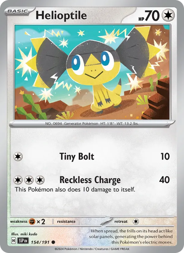 Helioptile 154/191  - Reverse Holofoil SV08 Surging Sparks - Common