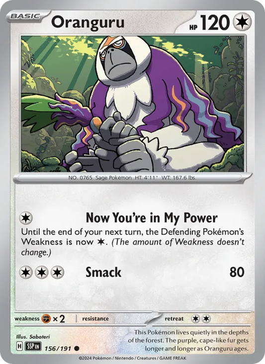 Oranguru 156/191  - Reverse Holofoil SV08 Surging Sparks - Common