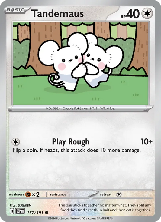 Tandemaus 157/191  - Reverse Holofoil SV08 Surging Sparks - Common