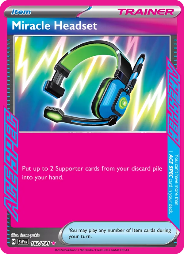 Miracle Headset 183/191  - Holofoil SV08 Surging Sparks - ACE SPEC Rare