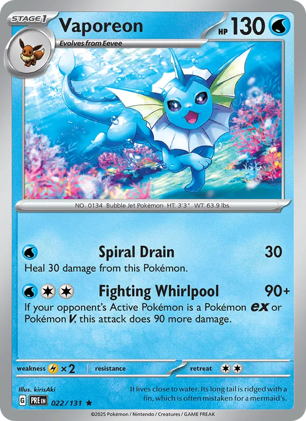 Vaporeon 022/131  - Holofoil SV Prismatic Evolutions - Rare