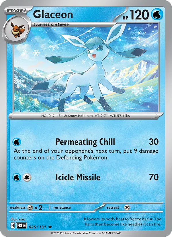 Glaceon 025/131  - Holofoil SV Prismatic Evolutions - Rare