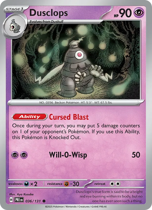 Dusclops 036/131  - Reverse Holofoil SV Prismatic Evolutions - Common