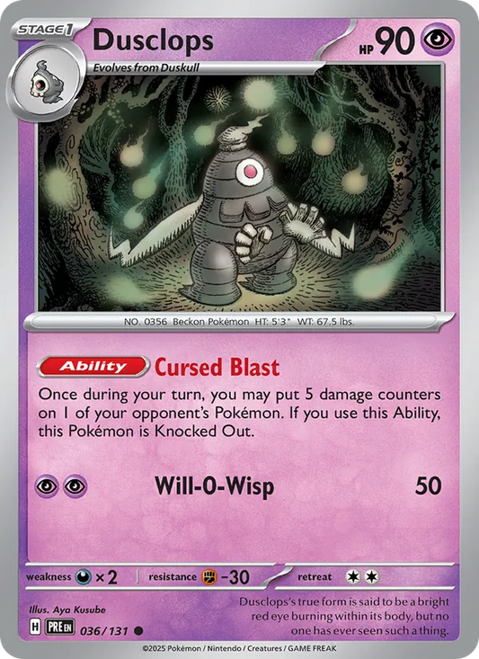 Dusclops 036/131  - Reverse Holofoil SV Prismatic Evolutions - Common