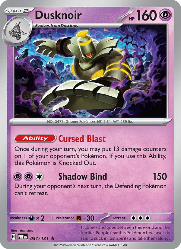 Dusknoir 037/131  - Reverse Holofoil SV Prismatic Evolutions - Rare