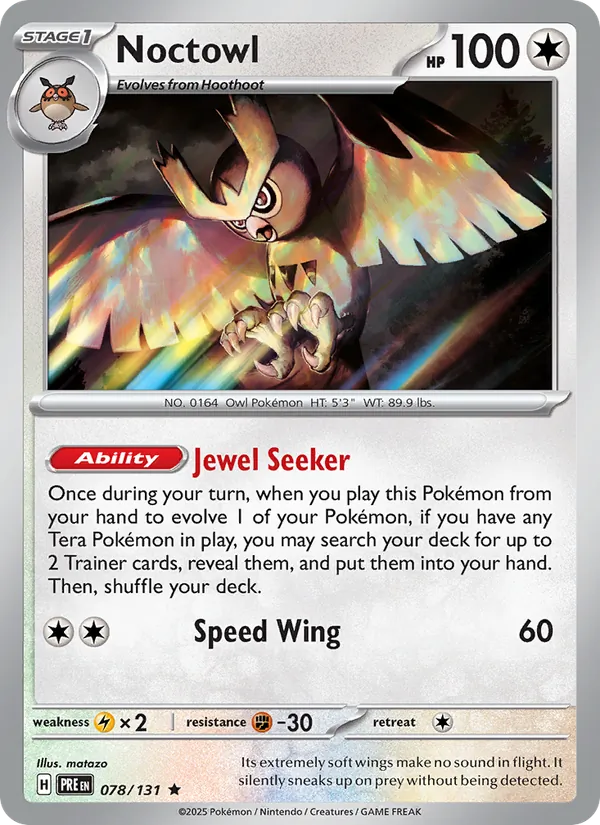 Noctowl 078/131  - Reverse Holofoil SV Prismatic Evolutions - Rare