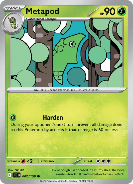 Metapod 002/159  - Reverse Holofoil SV09 Journey Together - Common
