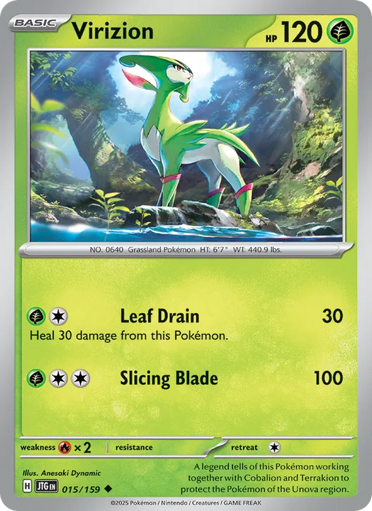 Virizion 015/159  - Reverse Holofoil SV09 Journey Together - Uncommon