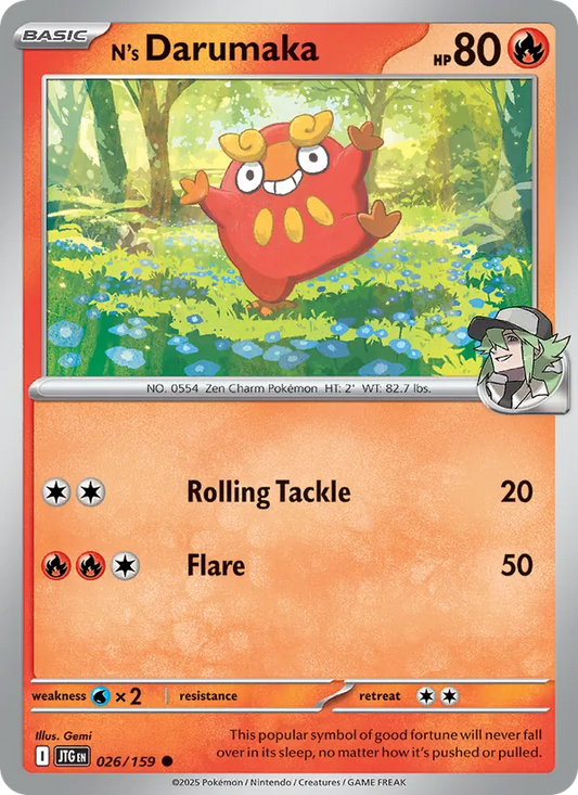 N's Darumaka 026/159  - Reverse Holofoil SV09 Journey Together - Common