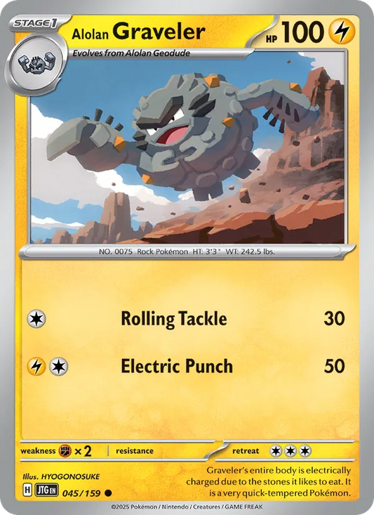 Alolan Graveler 045/159  - Reverse Holofoil SV09 Journey Together - Common