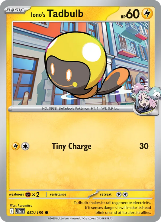 Iono's Tadbulb 052/159  - Reverse Holofoil SV09 Journey Together - Common