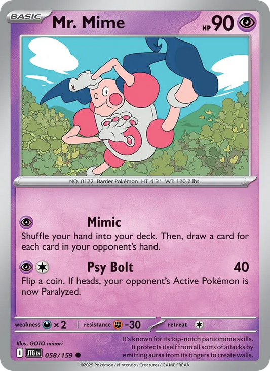 Mr. Mime 058/159  - Reverse Holofoil SV09 Journey Together - Common