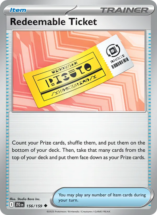 Redeemable Ticket 156/159  - Reverse Holofoil SV09 Journey Together - Uncommon