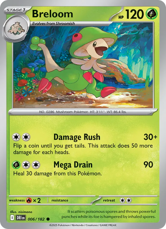 Breloom 006/182  - Reverse Holofoil SV10 Destined Rivals - Common