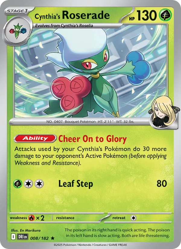 Cynthia's Roserade 008/182  - Holofoil SV10 Destined Rivals - Rare