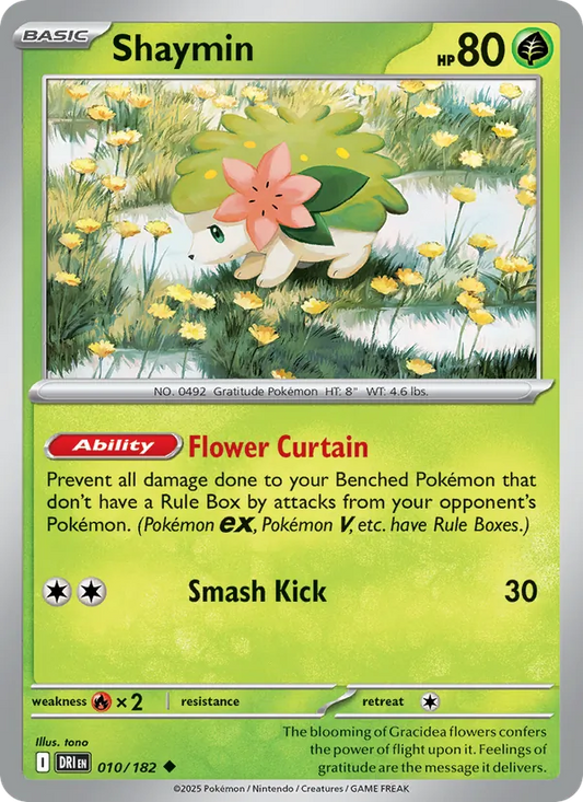 Shaymin 010/182  - Reverse Holofoil SV10 Destined Rivals - Uncommon