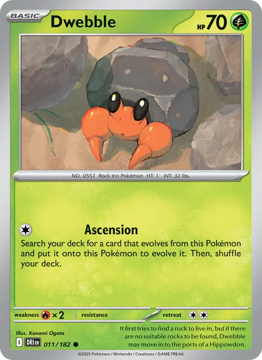 Dwebble 011/182  - Reverse Holofoil SV10 Destined Rivals - Common
