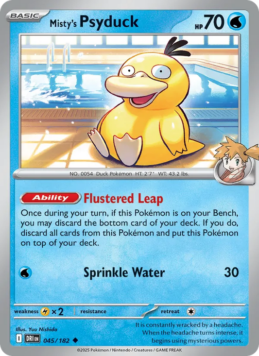Misty's Psyduck 045/182  - Reverse Holofoil SV10 Destined Rivals - Uncommon
