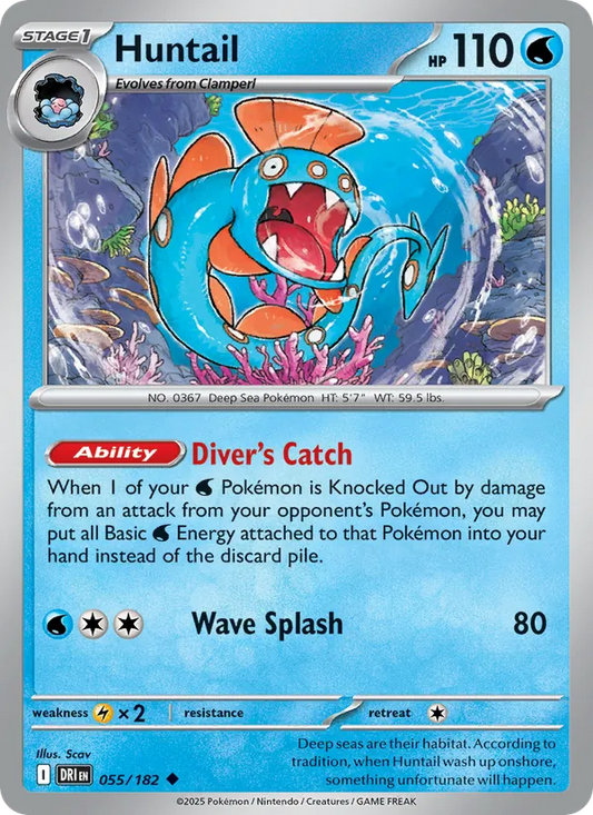 Huntail 055/182  - Reverse Holofoil SV10 Destined Rivals - Uncommon