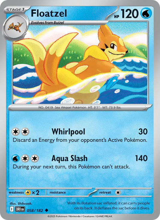 Floatzel 058/182  - Reverse Holofoil SV10 Destined Rivals - Uncommon