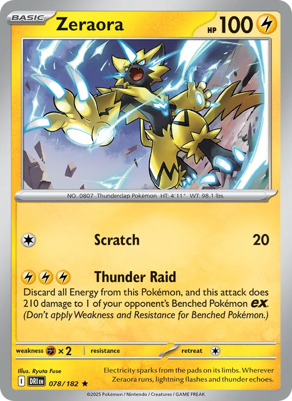 Zeraora 078/182  - Reverse Holofoil SV10 Destined Rivals - Rare