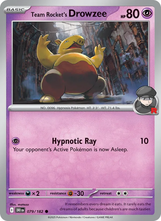 Team Rocket's Drowzee 079/182  - Reverse Holofoil SV10 Destined Rivals - Common